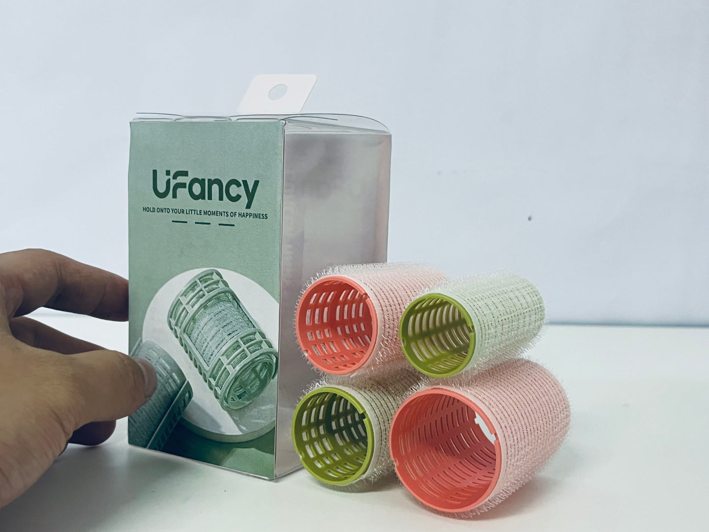 UFancy Non-Electric Hair Rollers – Heatless Self-Grip Curlers with Pastel Pink & Green Design, Gentle Heatless Styling Tools for Natural Curls/Volume, Easy-to-Use Hair Rollers for Daily Hairstyling at Home
