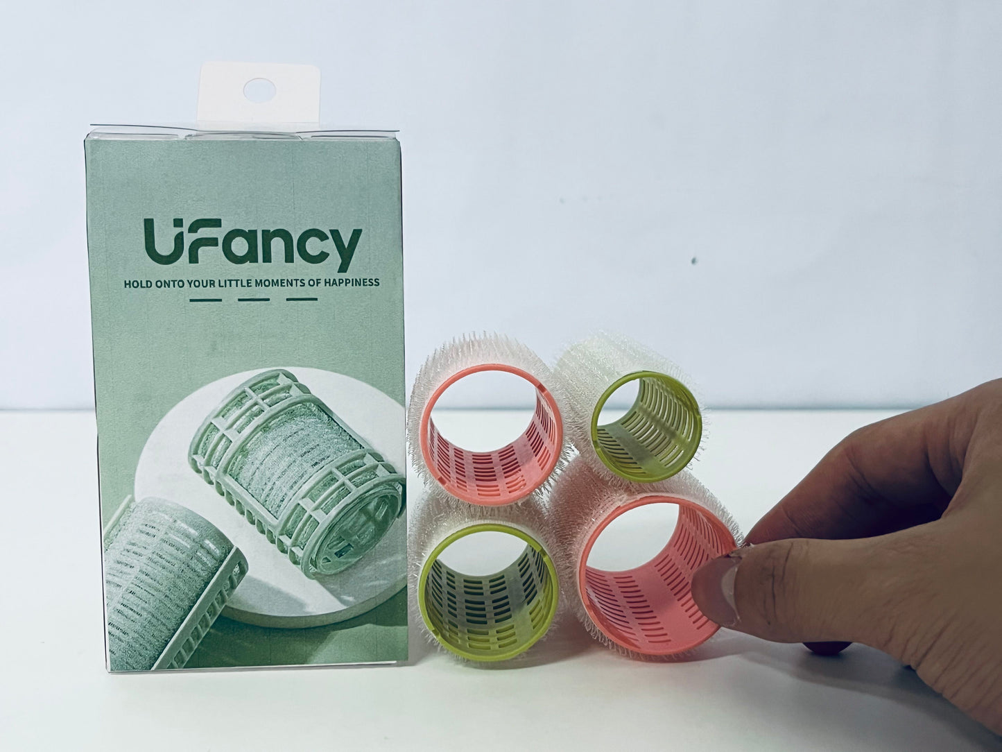 UFancy Non-Electric Hair Rollers – Heatless Self-Grip Curlers with Pastel Pink & Green Design, Gentle Heatless Styling Tools for Natural Curls/Volume, Easy-to-Use Hair Rollers for Daily Hairstyling at Home