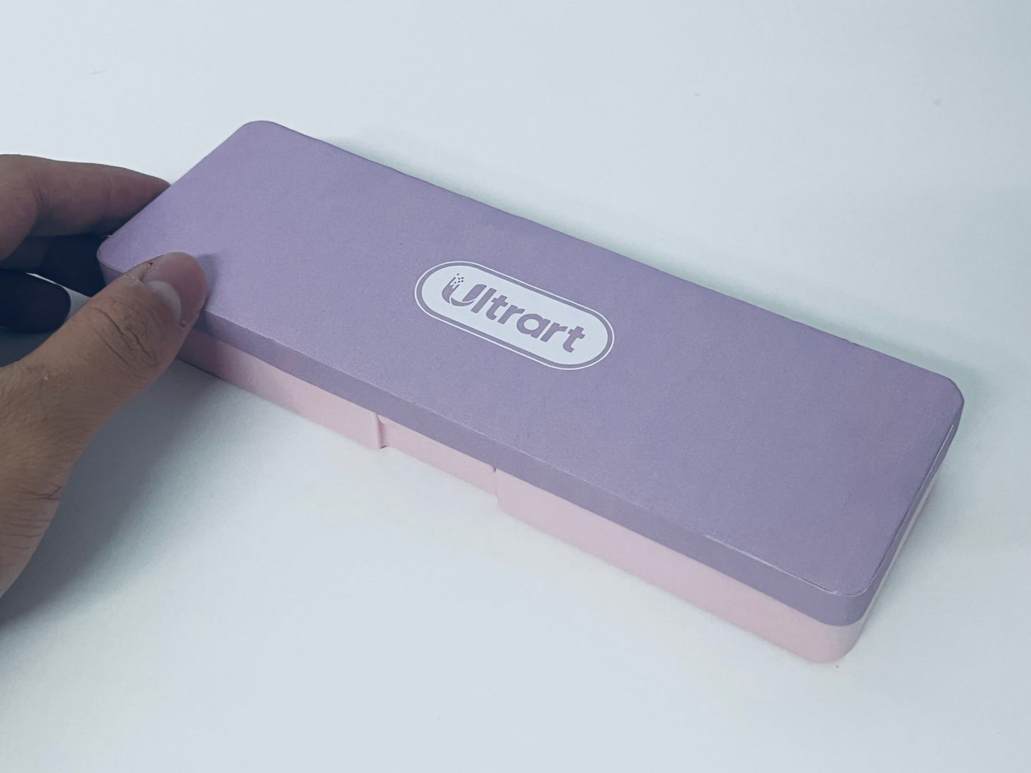 UItrart Two-Tone Pen Case - Lavender & Pink Plastic Pencil Box, Durable Storage Organizer for Pens, Gel Pens, School Supplies, Office Stationery (Portable for Backpack/Desk)