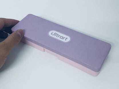 UItrart Two-Tone Pen Case - Lavender & Pink Plastic Pencil Box, Durable Storage Organizer for Pens, Gel Pens, School Supplies, Office Stationery (Portable for Backpack/Desk)