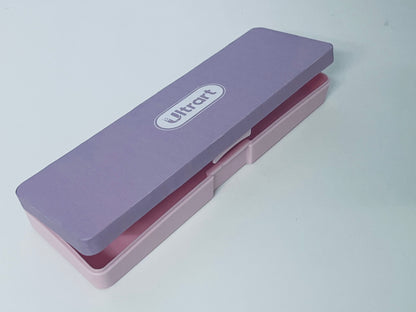 UItrart Two-Tone Pen Case - Lavender & Pink Plastic Pencil Box, Durable Storage Organizer for Pens, Gel Pens, School Supplies, Office Stationery (Portable for Backpack/Desk)