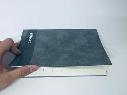 UItrart Premium Faux Leather Notebook - Matte Dark Gray Cover, Eye-Friendly Off-White Lined Pages, Portable Durable Journal for Office, School, Creative Writing, Meeting Notes & Daily Planning