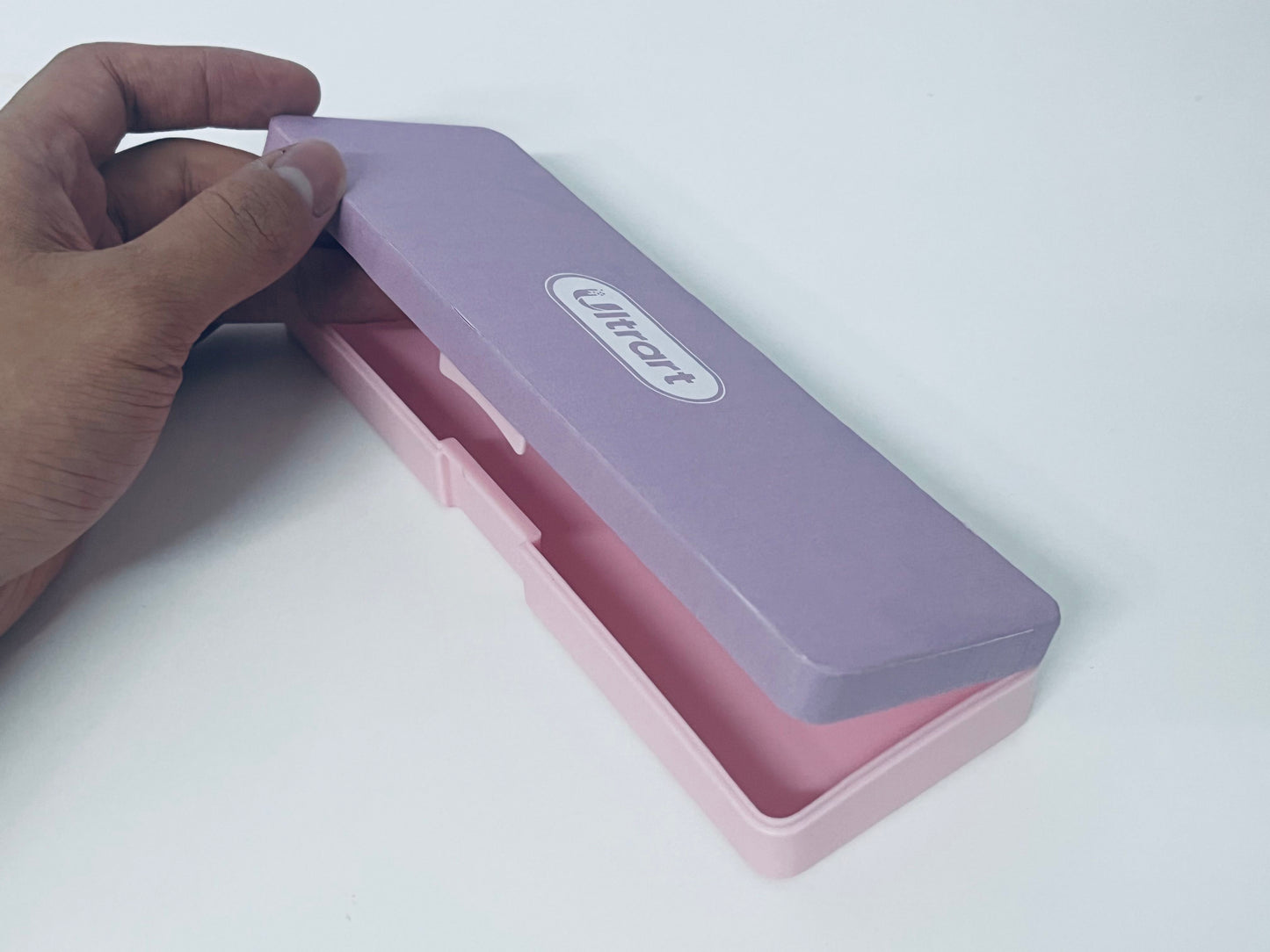 UItrart Two-Tone Pen Case - Lavender & Pink Plastic Pencil Box, Durable Storage Organizer for Pens, Gel Pens, School Supplies, Office Stationery (Portable for Backpack/Desk)