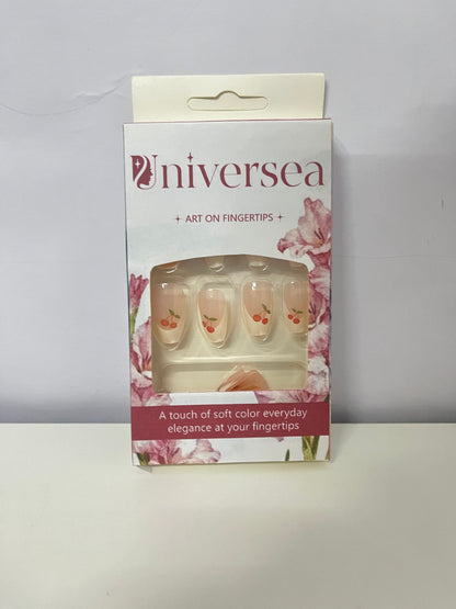 Universea Translucent Pink Cherry Fake Nail Tips - Fresh Sweet Girl Style Press-On Nails (With Jelly Adhesive)