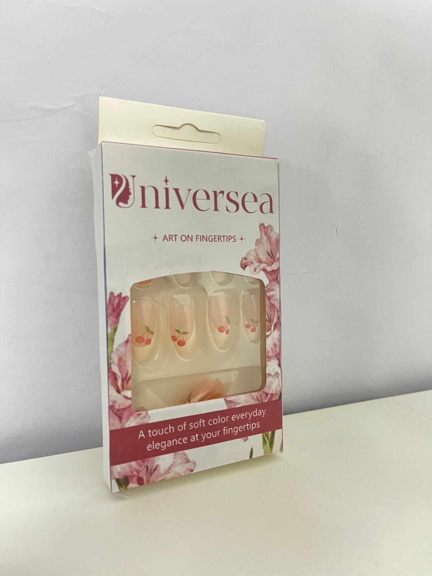 Universea Translucent Pink Cherry Fake Nail Tips - Fresh Sweet Girl Style Press-On Nails (With Jelly Adhesive)