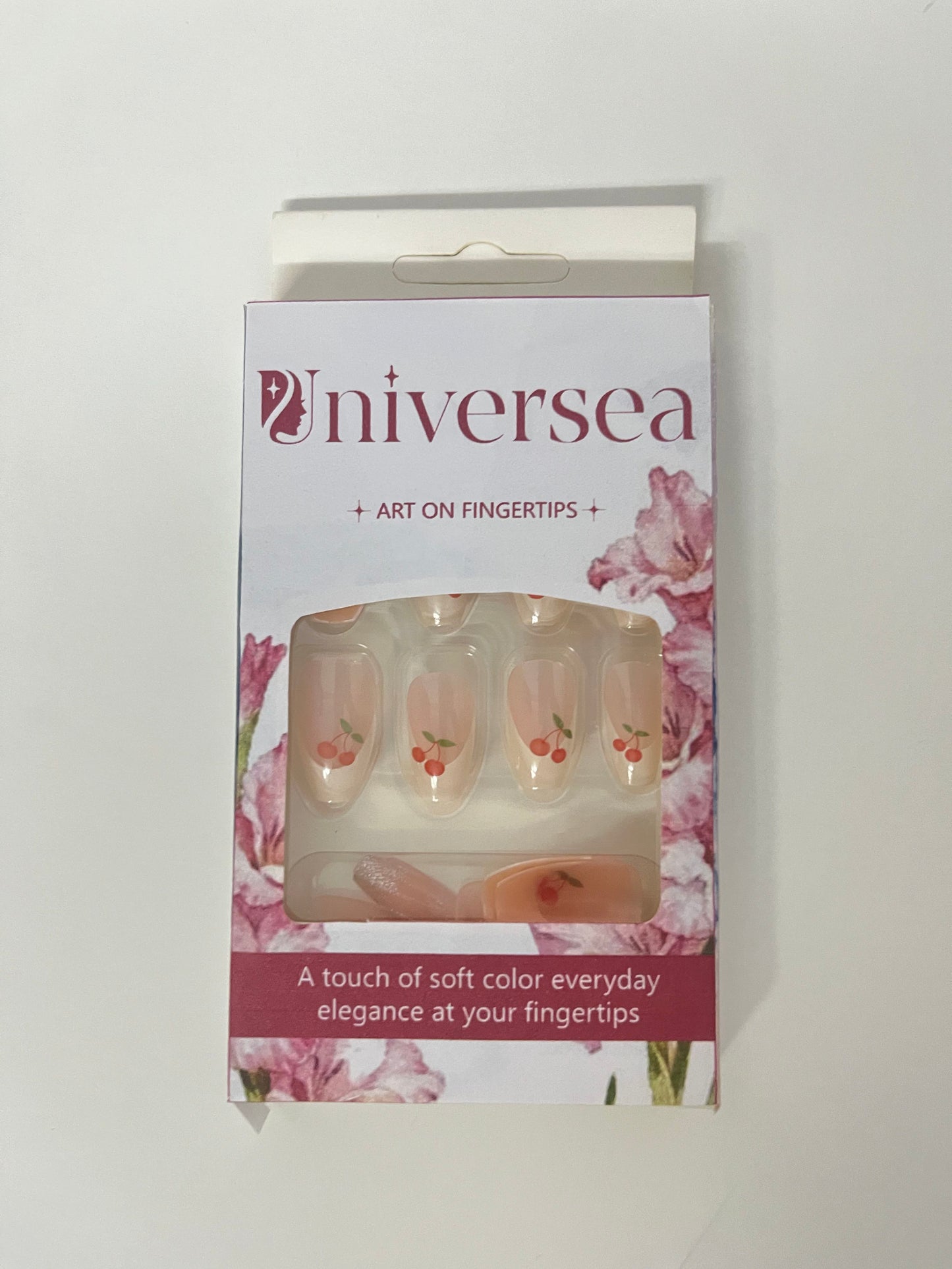 Universea Translucent Pink Cherry Fake Nail Tips - Fresh Sweet Girl Style Press-On Nails (With Jelly Adhesive)