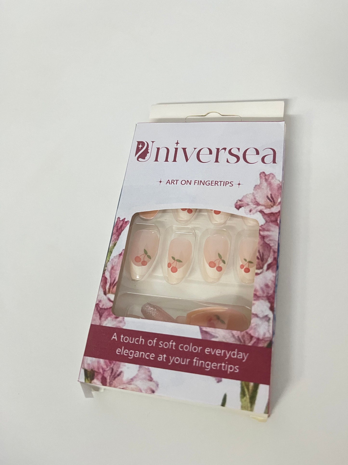 Universea Translucent Pink Cherry Fake Nail Tips - Fresh Sweet Girl Style Press-On Nails (With Jelly Adhesive)