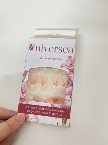 Universea Translucent Pink Cherry Fake Nail Tips - Fresh Sweet Girl Style Press-On Nails (With Jelly Adhesive)
