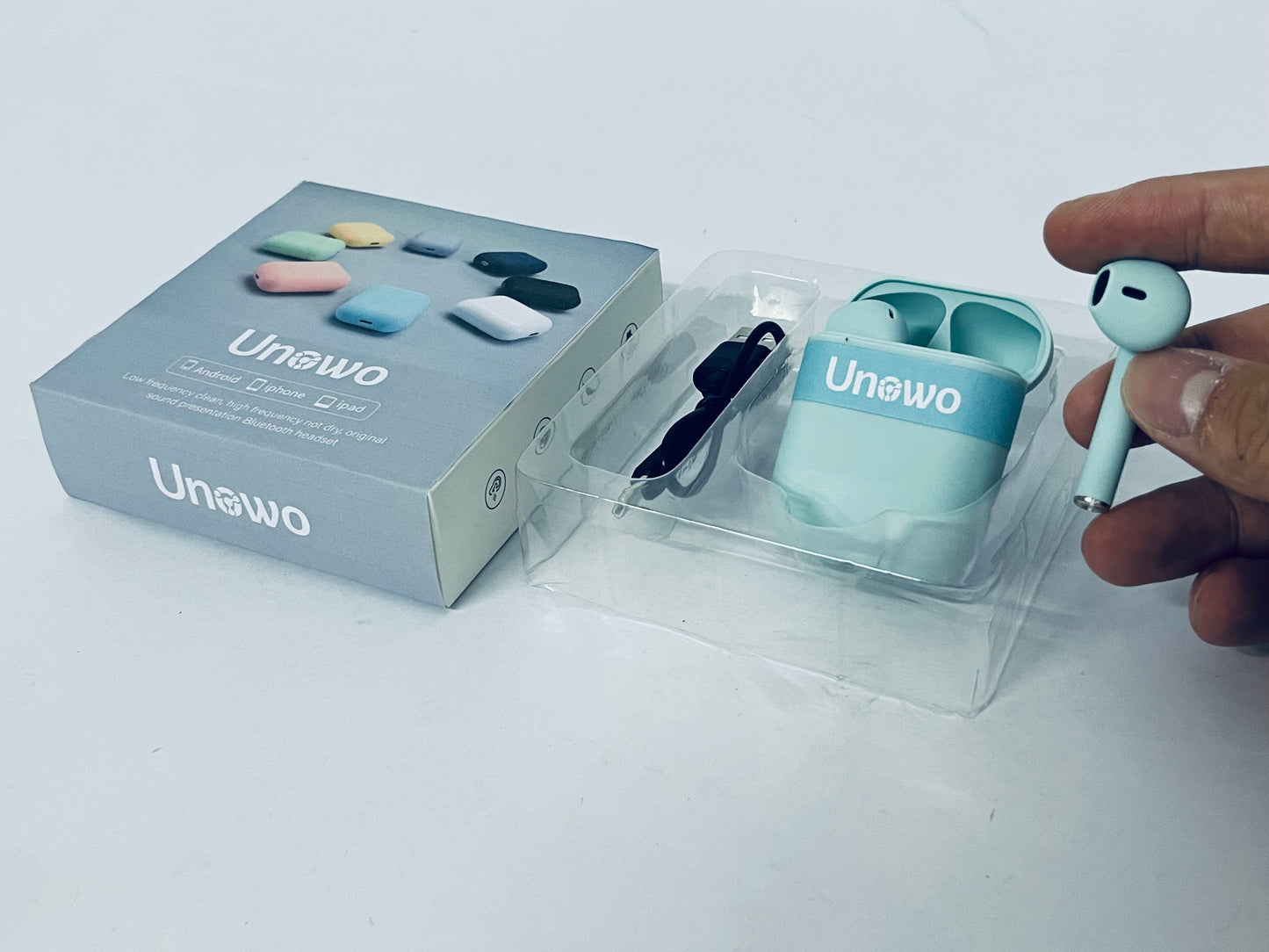 Unowo Headphones Wireless Earbuds, Bluetooth Headphones, with Active Noise Cancellation, Adaptive Audio, Transparency Mode, Personalized Spatial Audio, USB-C Charging Case