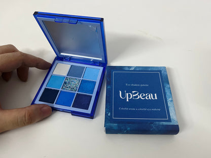 UpBeau 9-Color Blue Eyeshadow Palette (Matte/Shimmer/Glitter)