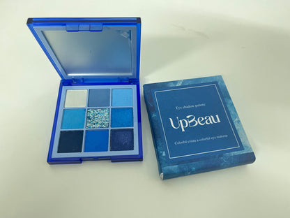 UpBeau 9-Color Blue Eyeshadow Palette (Matte/Shimmer/Glitter)