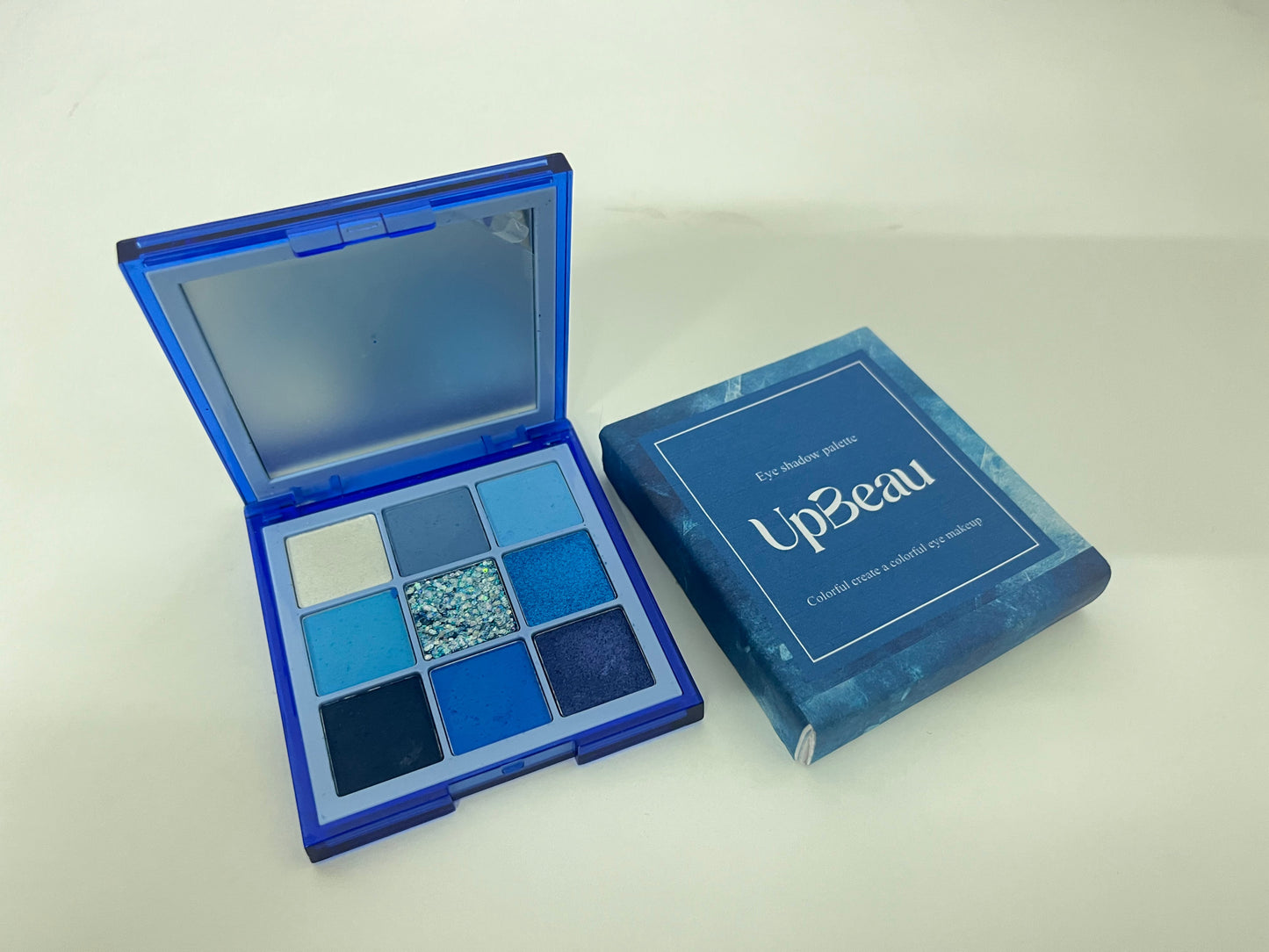 UpBeau 9-Color Blue Eyeshadow Palette (Matte/Shimmer/Glitter)