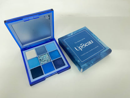 UpBeau 9-Color Blue Eyeshadow Palette (Matte/Shimmer/Glitter)