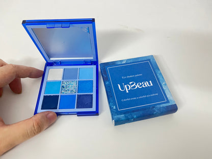 UpBeau 9-Color Blue Eyeshadow Palette (Matte/Shimmer/Glitter)
