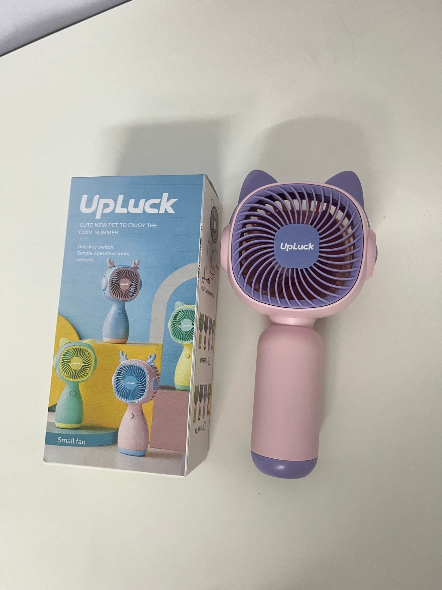 UpLuck Electric Fan - Adorable Pet-Ear Style, One-Key Operation for Summer