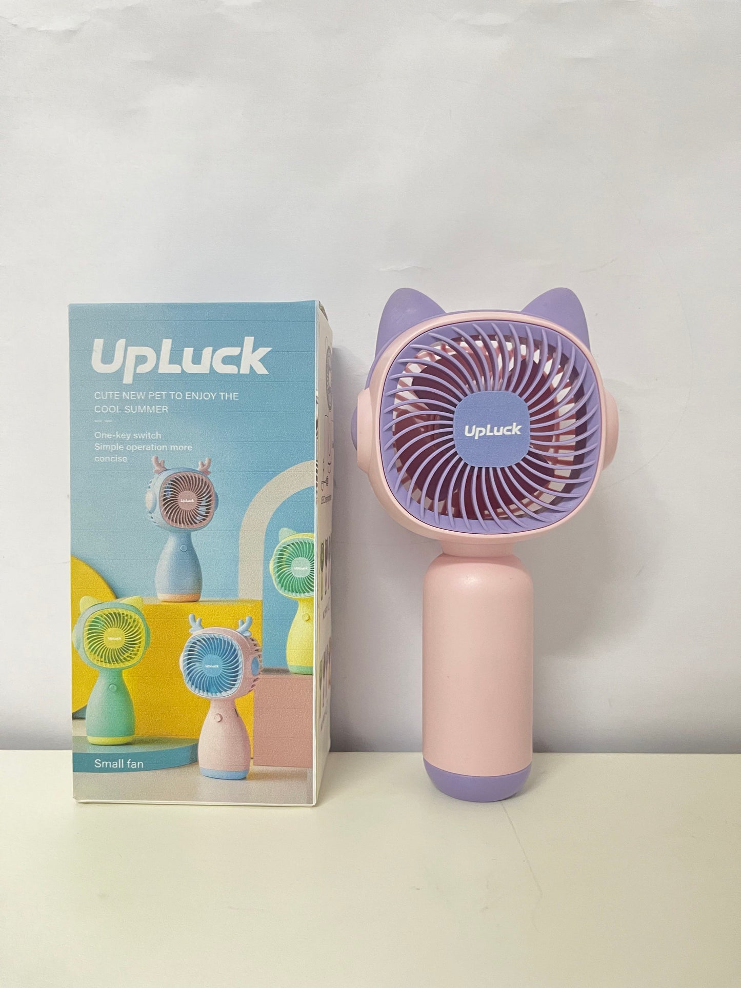UpLuck Electric Fan - Adorable Pet-Ear Style, One-Key Operation for Summer