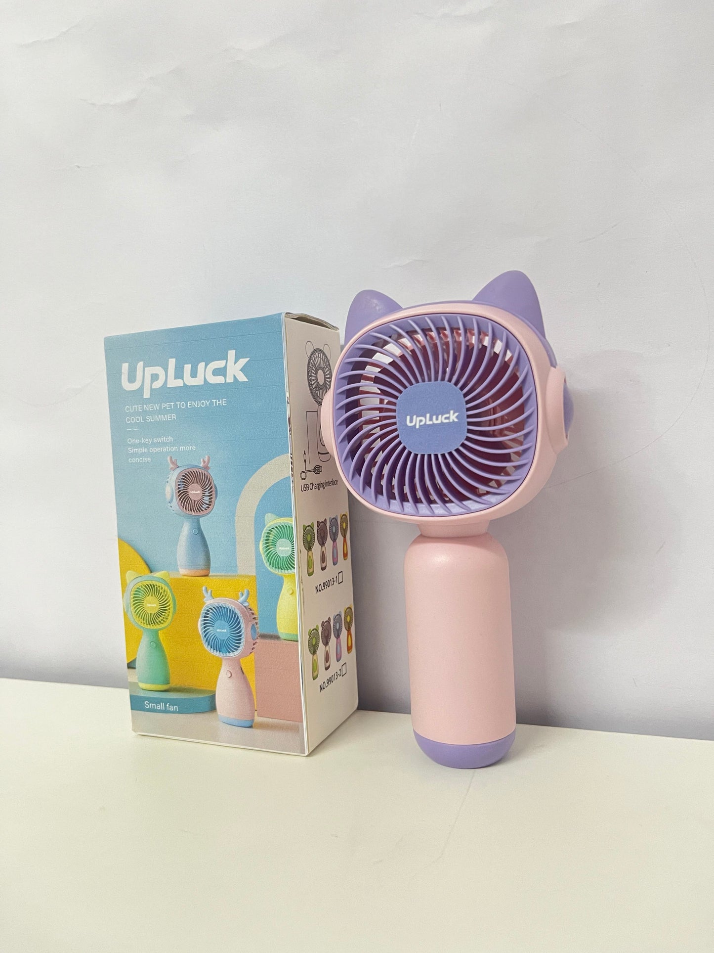 UpLuck Electric Fan - Adorable Pet-Ear Style, One-Key Operation for Summer