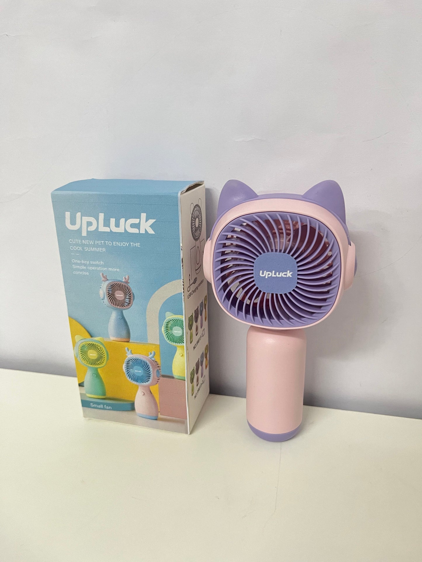 UpLuck Electric Fan - Adorable Pet-Ear Style, One-Key Operation for Summer