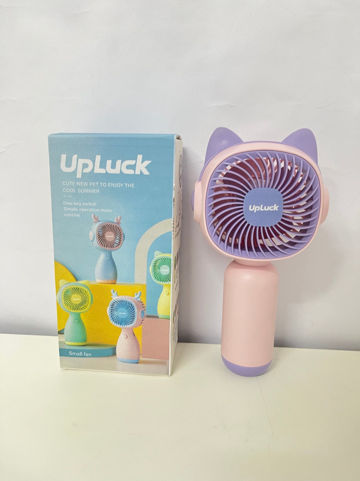 UpLuck Electric Fan - Adorable Pet-Ear Style, One-Key Operation for Summer