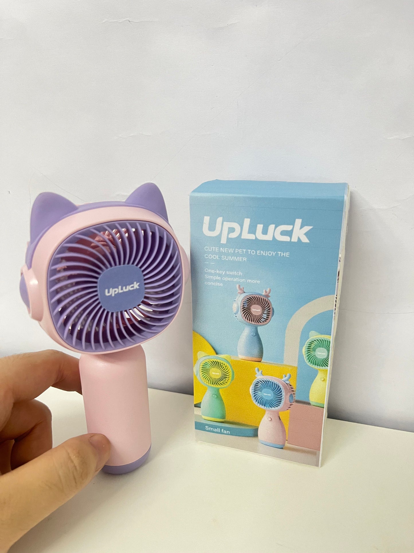 UpLuck Electric Fan - Adorable Pet-Ear Style, One-Key Operation for Summer