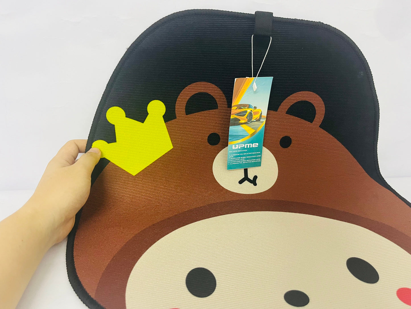Upme Cartoon Bear Car Seat Cushion - Cute Crown Bear Design Universal Fit Seat Protector Pad