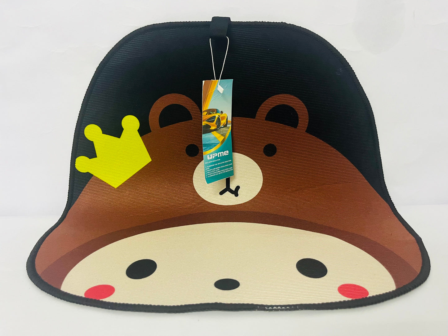 Upme Cartoon Bear Car Seat Cushion - Cute Crown Bear Design Universal Fit Seat Protector Pad