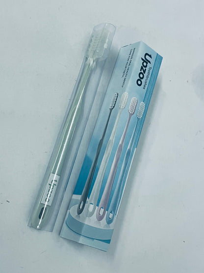 Upzoo Classic Manual Toothbrush with Extra Soft Activated-Charcoal, Tapered Bristles, Bioplastic Handle That Includes Travel Cap, Dentist-Approved, Great for Adults and Kids, Multi Color