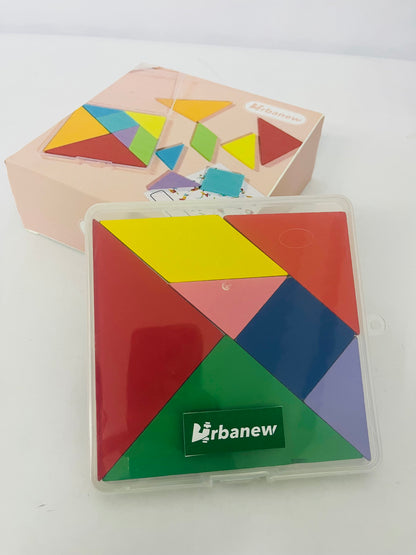 Urbanew Wooden Puzzles for Kids Tangrams Puzzle Brain Logic Blocks,Fun Games Educational Gifts for Kids and Adults(Notch Style)