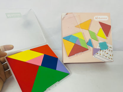 Urbanew Wooden Puzzles for Kids Tangrams Puzzle Brain Logic Blocks,Fun Games Educational Gifts for Kids and Adults(Notch Style)