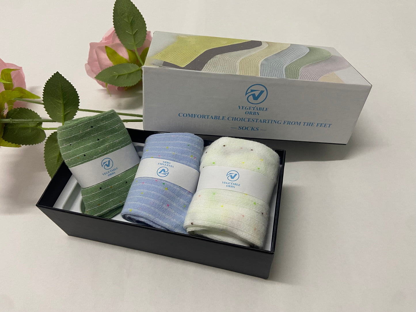 VEGETABLE ORBS Socks Socks For Women, Set in Gift Craft Box Ribbed Design, Soft, Breathable, Socks for Hiking, Comfort, Durable
