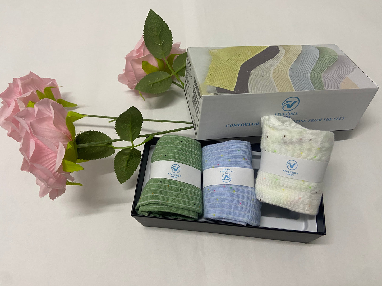 VEGETABLE ORBS Socks Socks For Women, Set in Gift Craft Box Ribbed Design, Soft, Breathable, Socks for Hiking, Comfort, Durable