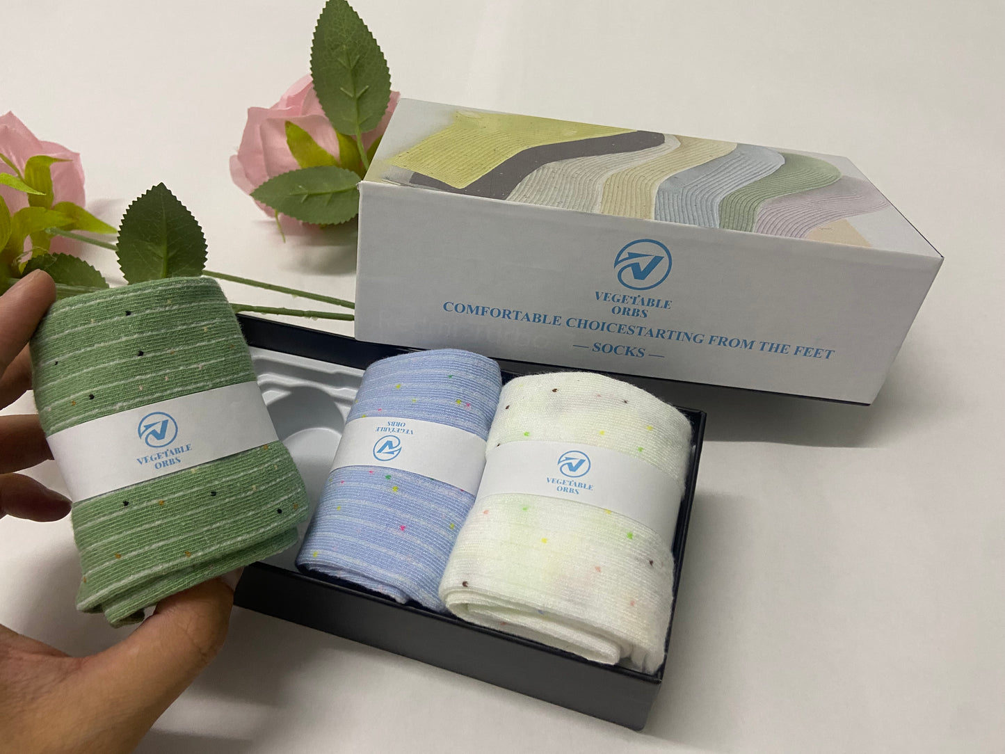 VEGETABLE ORBS Socks Socks For Women, Set in Gift Craft Box Ribbed Design, Soft, Breathable, Socks for Hiking, Comfort, Durable