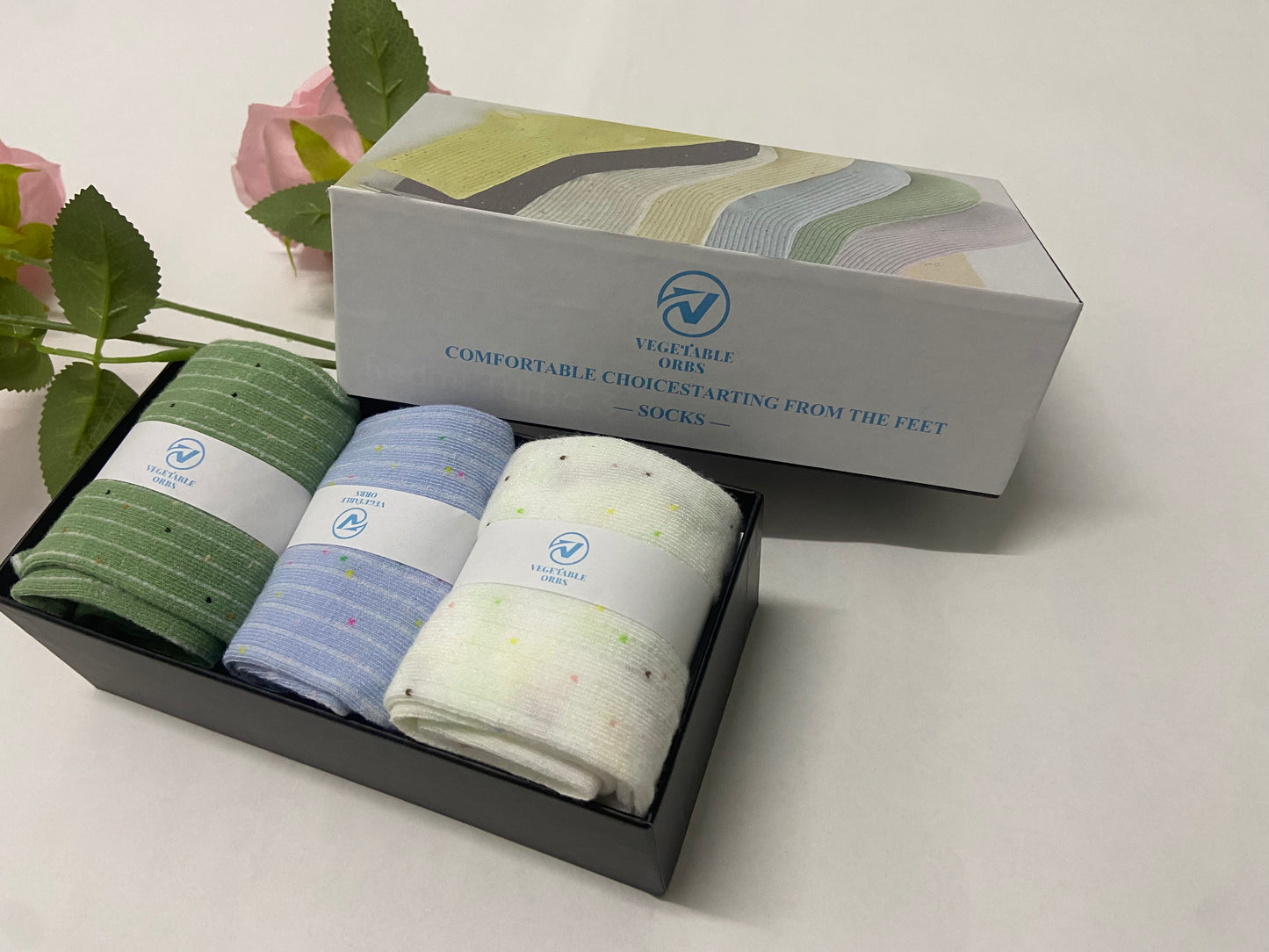 VEGETABLE ORBS Socks Socks For Women, Set in Gift Craft Box Ribbed Design, Soft, Breathable, Socks for Hiking, Comfort, Durable