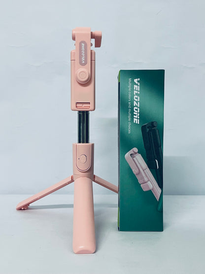 VELOZONE Selfie Stick Tripod with Light and Detachable Phone Holder, 41.7" Extendable Phone Tripod , 360° Rotatable Selfie Stick Stand for iPhone, Samsung, and Android Smartphones
