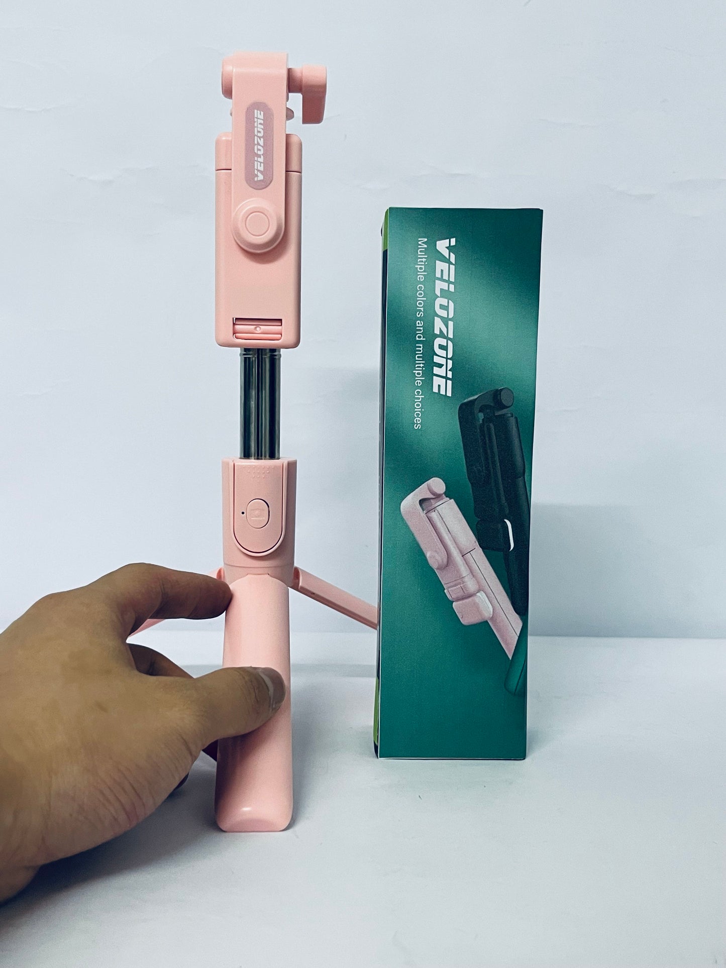 VELOZONE Selfie Stick Tripod with Light and Detachable Phone Holder, 41.7" Extendable Phone Tripod , 360° Rotatable Selfie Stick Stand for iPhone, Samsung, and Android Smartphones