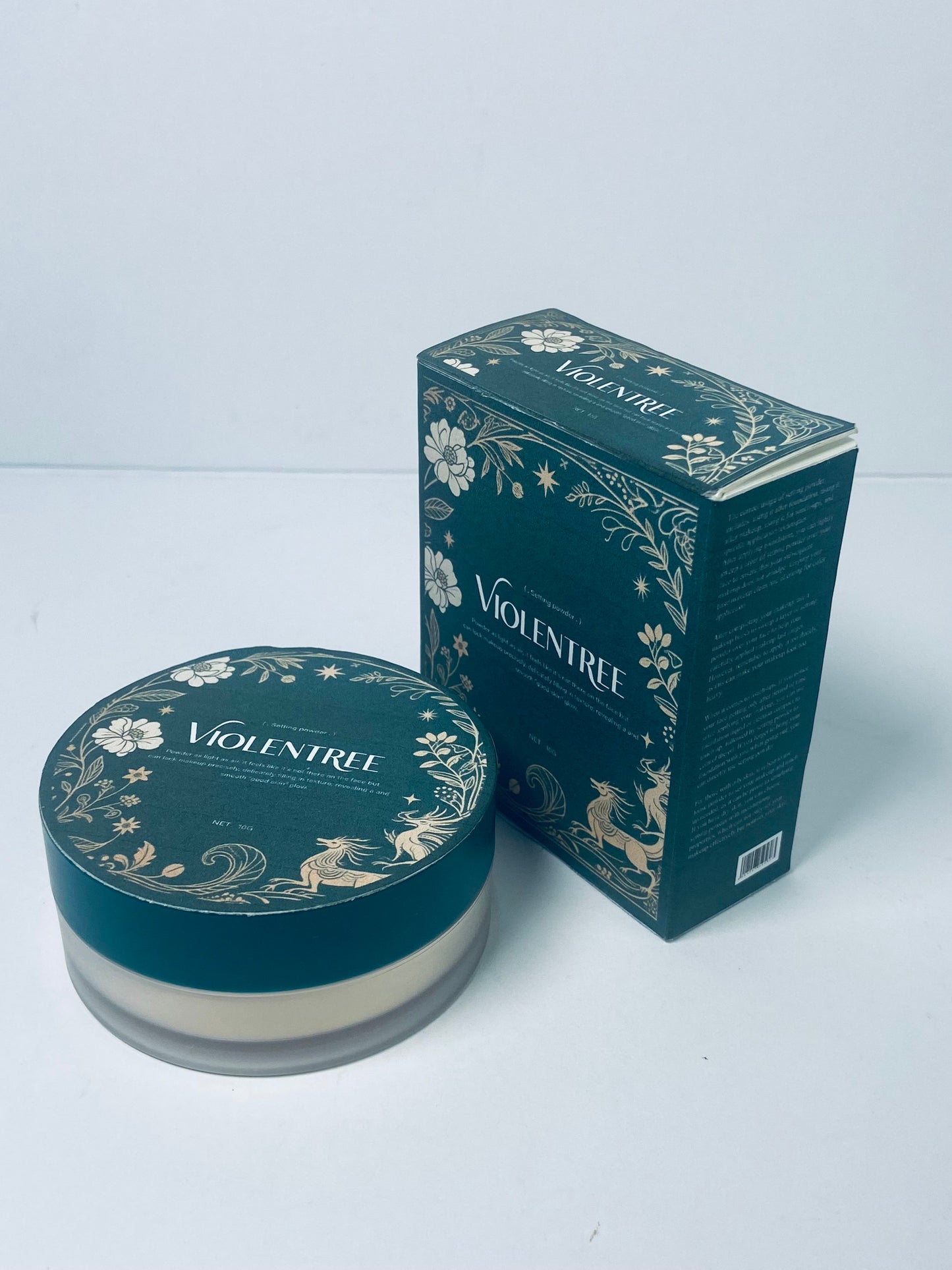 VIOLENTREE Lightweight Translucent Loose face powder Makeup, Matte Non-Sticky Finishing Baking Makeup, Concealing Nude Face Pressed Foundation Powder for Women With Puff