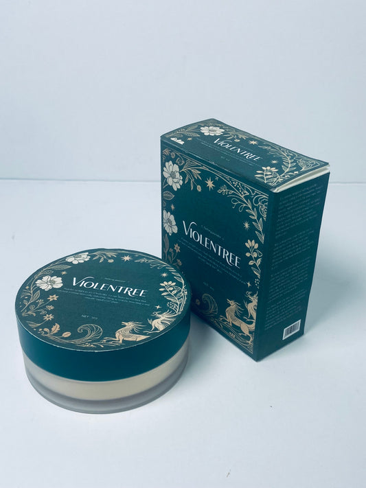 VIOLENTREE Lightweight Translucent Loose face powder Makeup, Matte Non-Sticky Finishing Baking Makeup, Concealing Nude Face Pressed Foundation Powder for Women With Puff