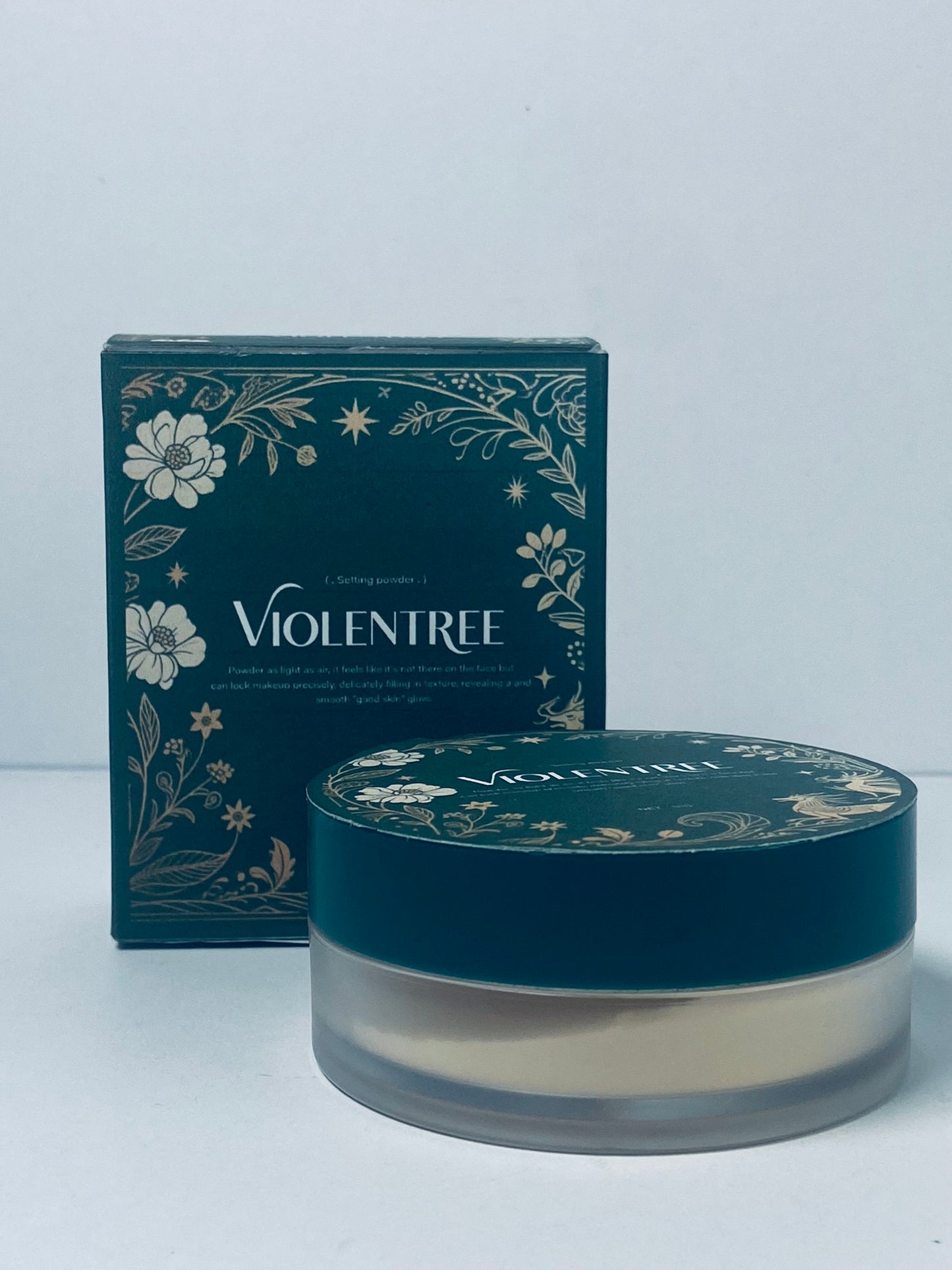 VIOLENTREE Lightweight Translucent Loose face powder Makeup, Matte Non-Sticky Finishing Baking Makeup, Concealing Nude Face Pressed Foundation Powder for Women With Puff