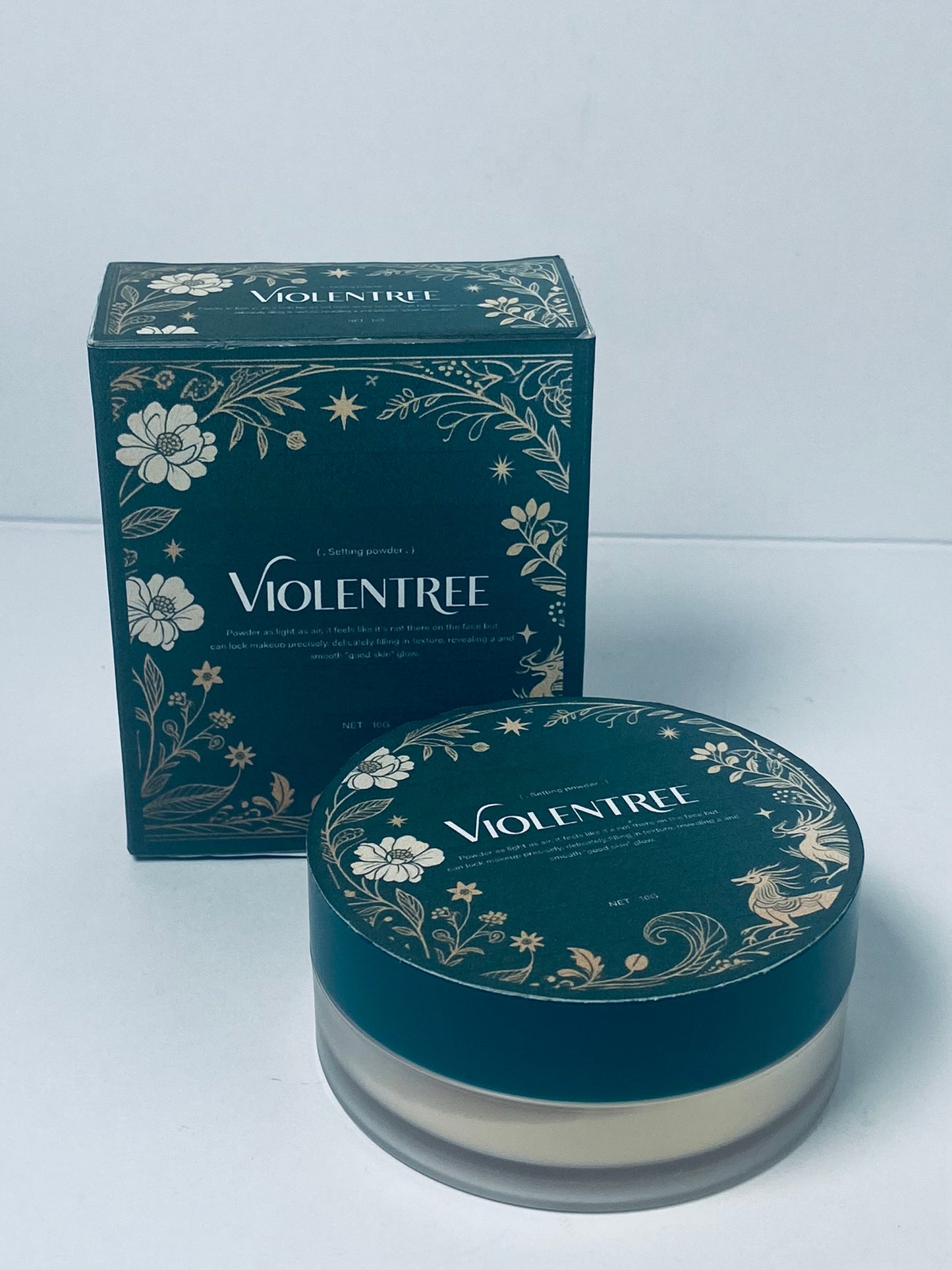 VIOLENTREE Lightweight Translucent Loose face powder Makeup, Matte Non-Sticky Finishing Baking Makeup, Concealing Nude Face Pressed Foundation Powder for Women With Puff