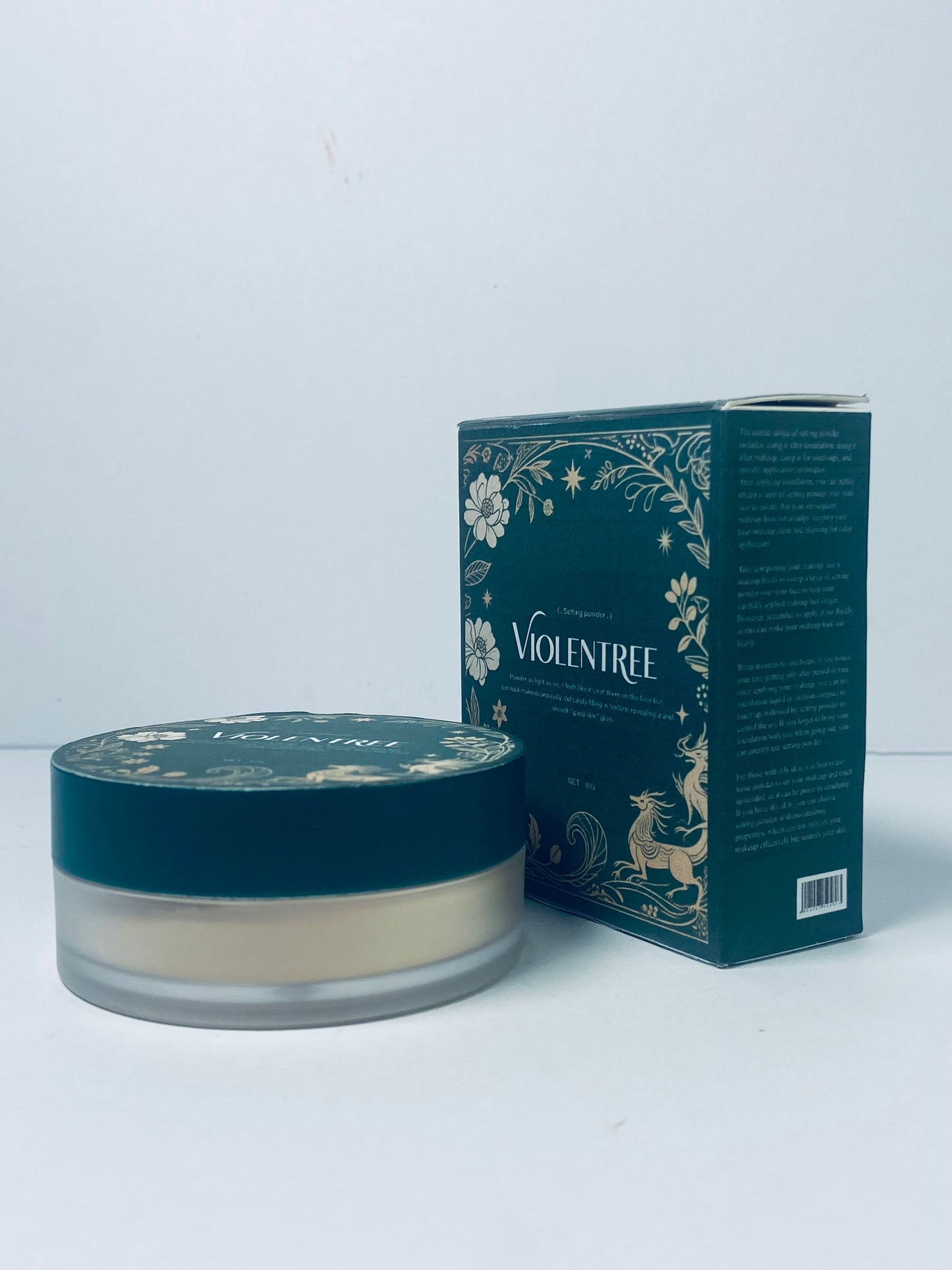 VIOLENTREE Lightweight Translucent Loose face powder Makeup, Matte Non-Sticky Finishing Baking Makeup, Concealing Nude Face Pressed Foundation Powder for Women With Puff