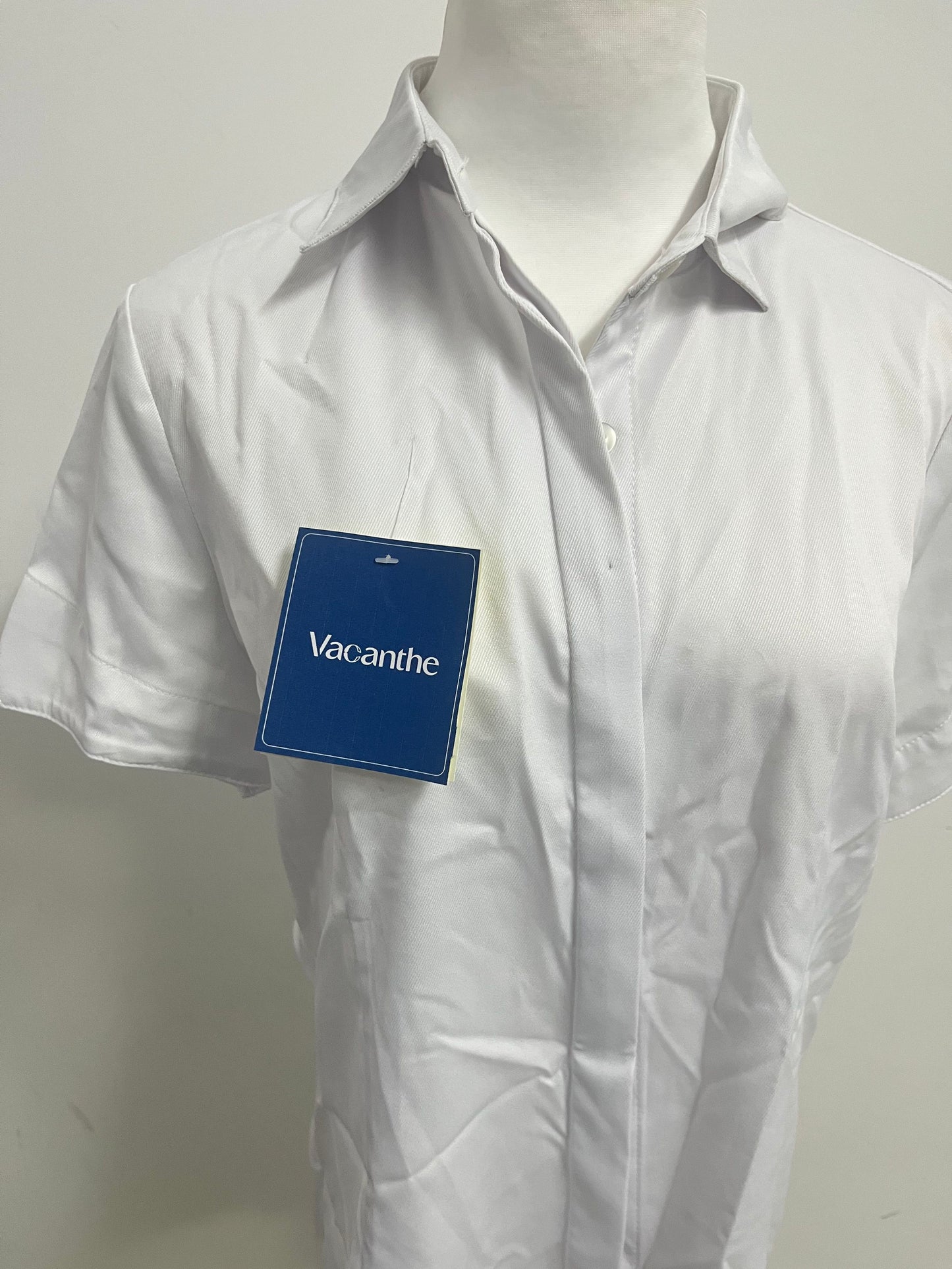 [Vacanthe Chemises]——Vacanthe Classic Twill Short-Sleeve Shirt - Oversized Versatile White Button-Down