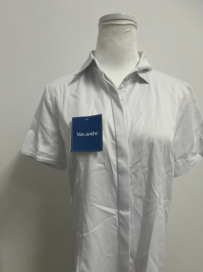 [Vacanthe Chemises]——Vacanthe Classic Twill Short-Sleeve Shirt - Oversized Versatile White Button-Down