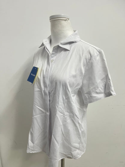 [Vacanthe Chemises]——Vacanthe Classic Twill Short-Sleeve Shirt - Oversized Versatile White Button-Down