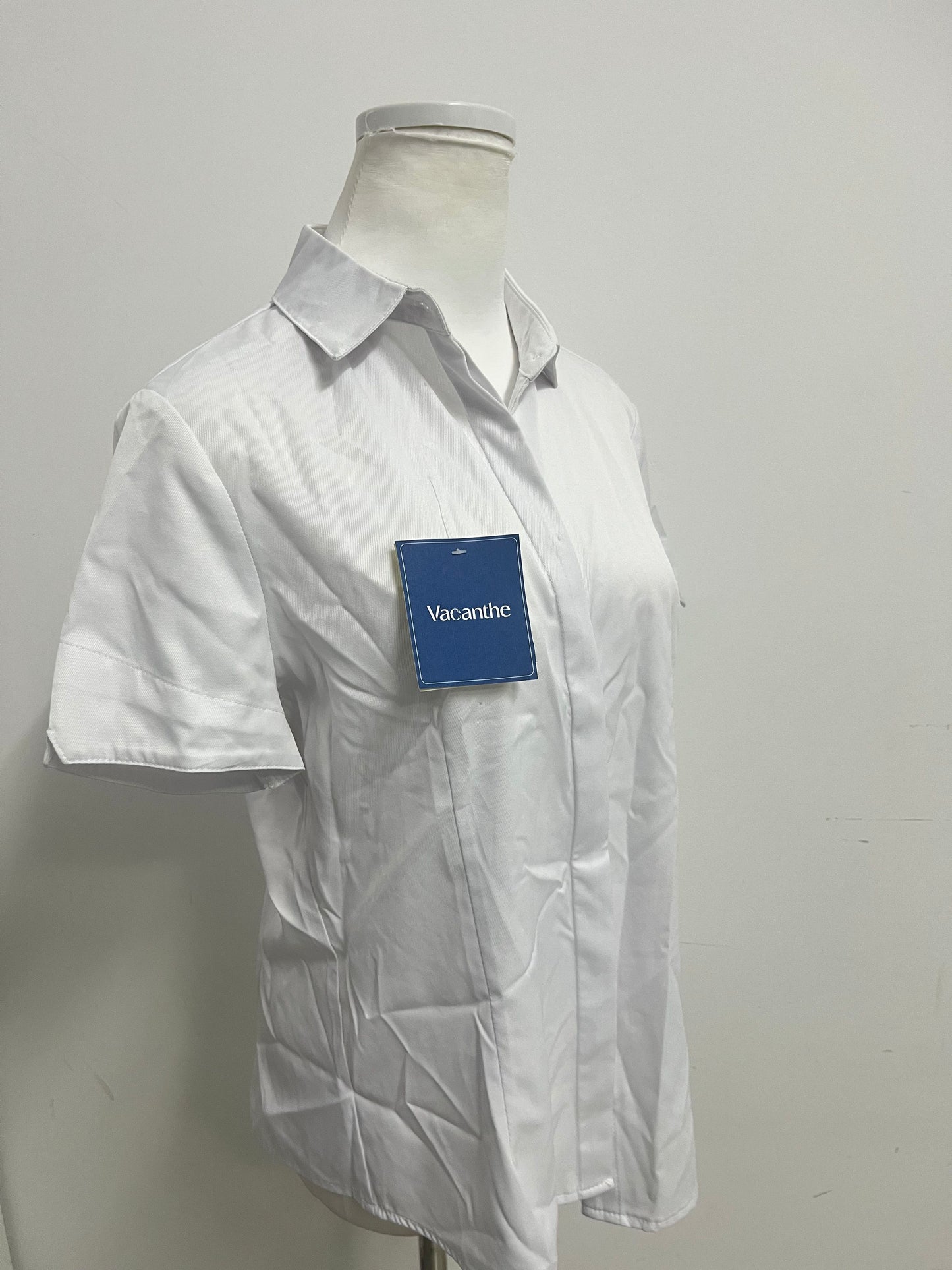 [Vacanthe Chemises]——Vacanthe Classic Twill Short-Sleeve Shirt - Oversized Versatile White Button-Down