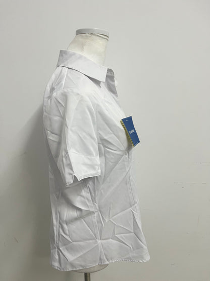 [Vacanthe Chemises]——Vacanthe Classic Twill Short-Sleeve Shirt - Oversized Versatile White Button-Down