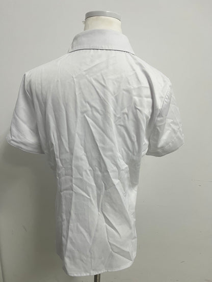 [Vacanthe Chemises]——Vacanthe Classic Twill Short-Sleeve Shirt - Oversized Versatile White Button-Down