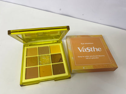 [Vasthe Eye shadow]—— Vasthe Warm Sun Golden Brown 9-Color Eyeshadow Palette - Matte, Shimmer, and Glitter Finish