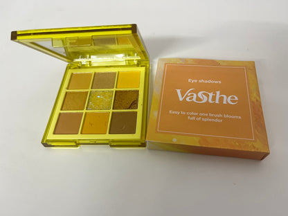 [Vasthe Eye shadow]—— Vasthe Warm Sun Golden Brown 9-Color Eyeshadow Palette - Matte, Shimmer, and Glitter Finish