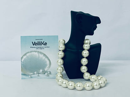VeiliKe Statement Pearl Necklace - Large Simulated Pearl Choker for Elegant Vintage Glam