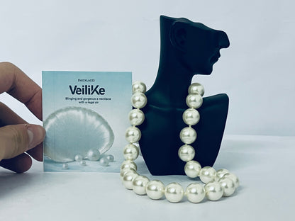 VeiliKe Statement Pearl Necklace - Large Simulated Pearl Choker for Elegant Vintage Glam